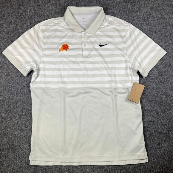 Nike Dri-FIT Phoenix Suns NBA Golf Polo Shirt Mens Large Gray Striped NWT NEW - Picture 1 of 11